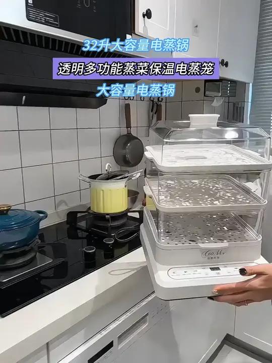英国CeoMr「发货快」32升大容量电蒸锅透明多功能蒸菜保温电蒸笼