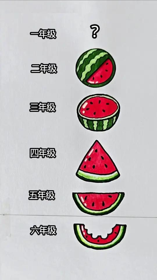 一年级的西瓜你会画吗