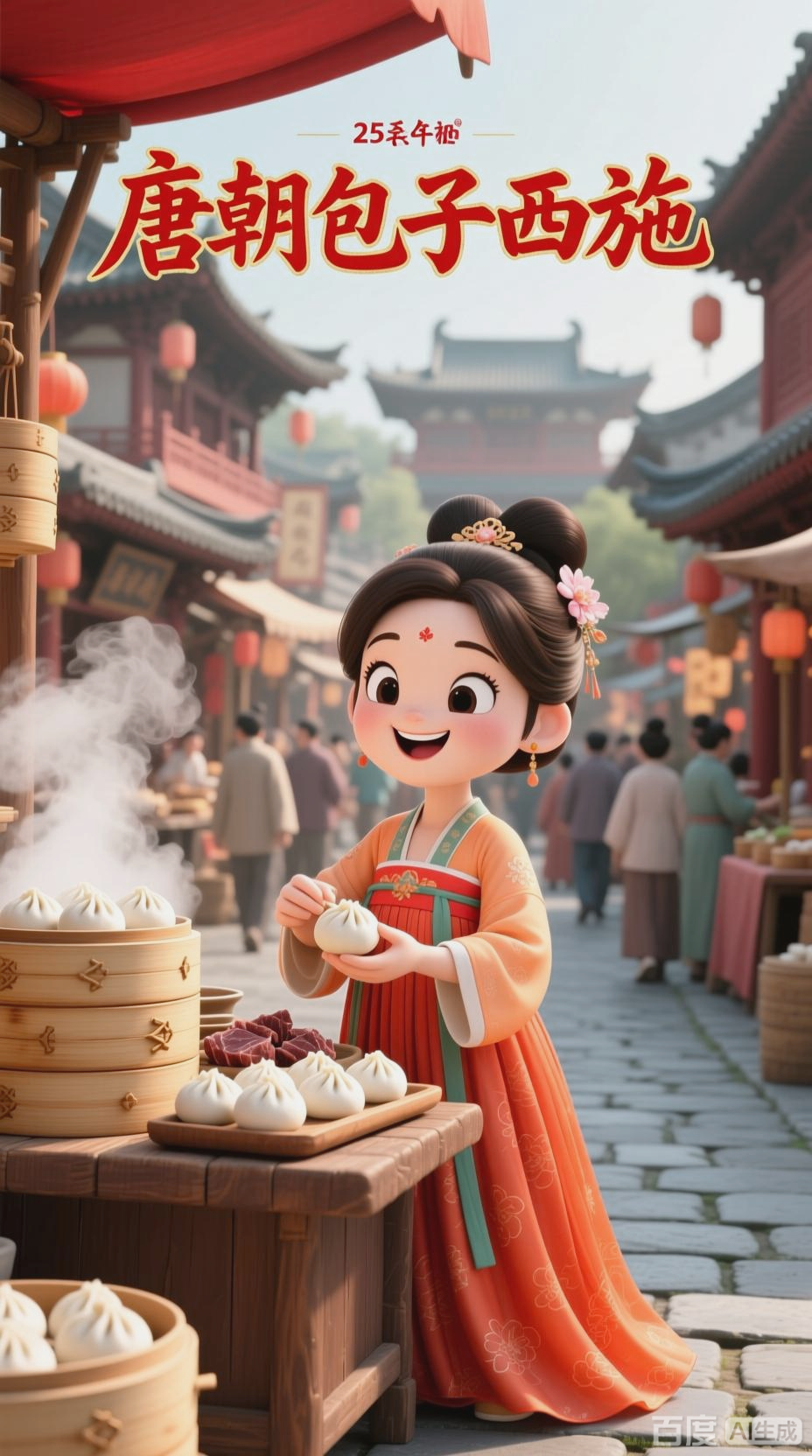 唐朝集市,Q版牛肉包子摊