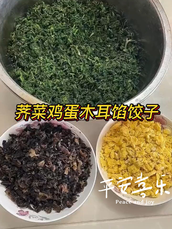 荠菜鸡蛋木耳馅饺子