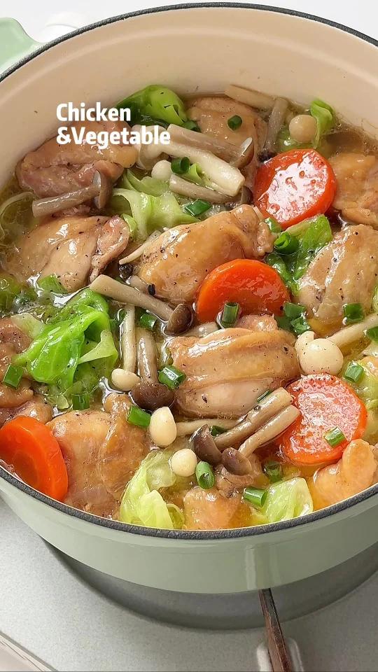 鲜美多汁无水鸡肉蔬菜锅,原汁原味巨下饭