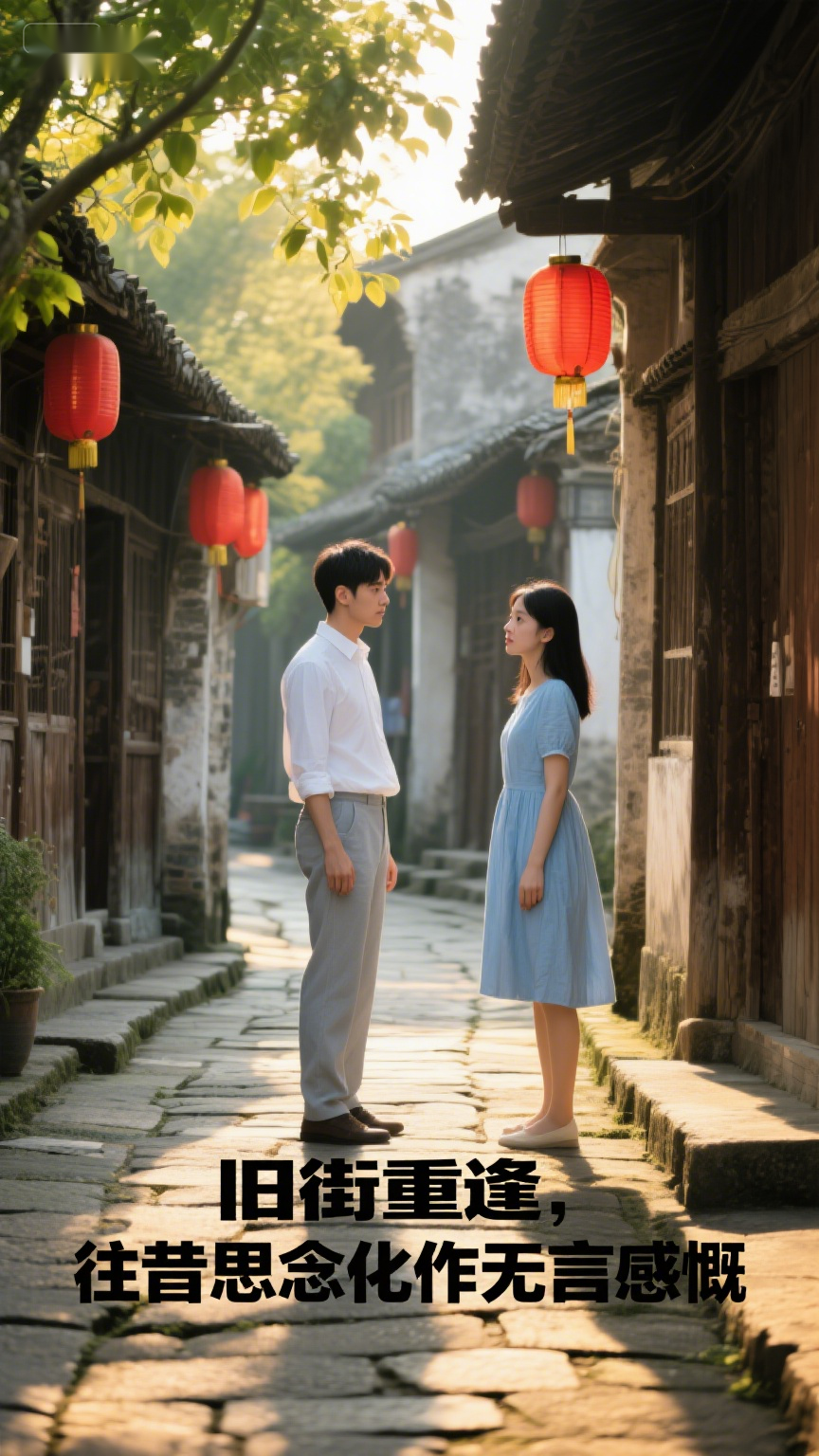旧街重逢,往昔思念化作无言感慨