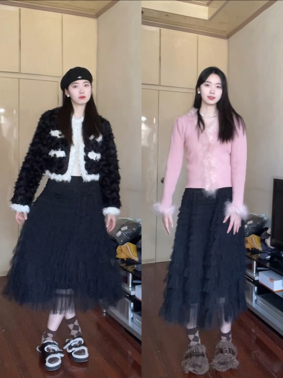 176 118短上衣+黑色蛋糕裙 仙气飘飘!