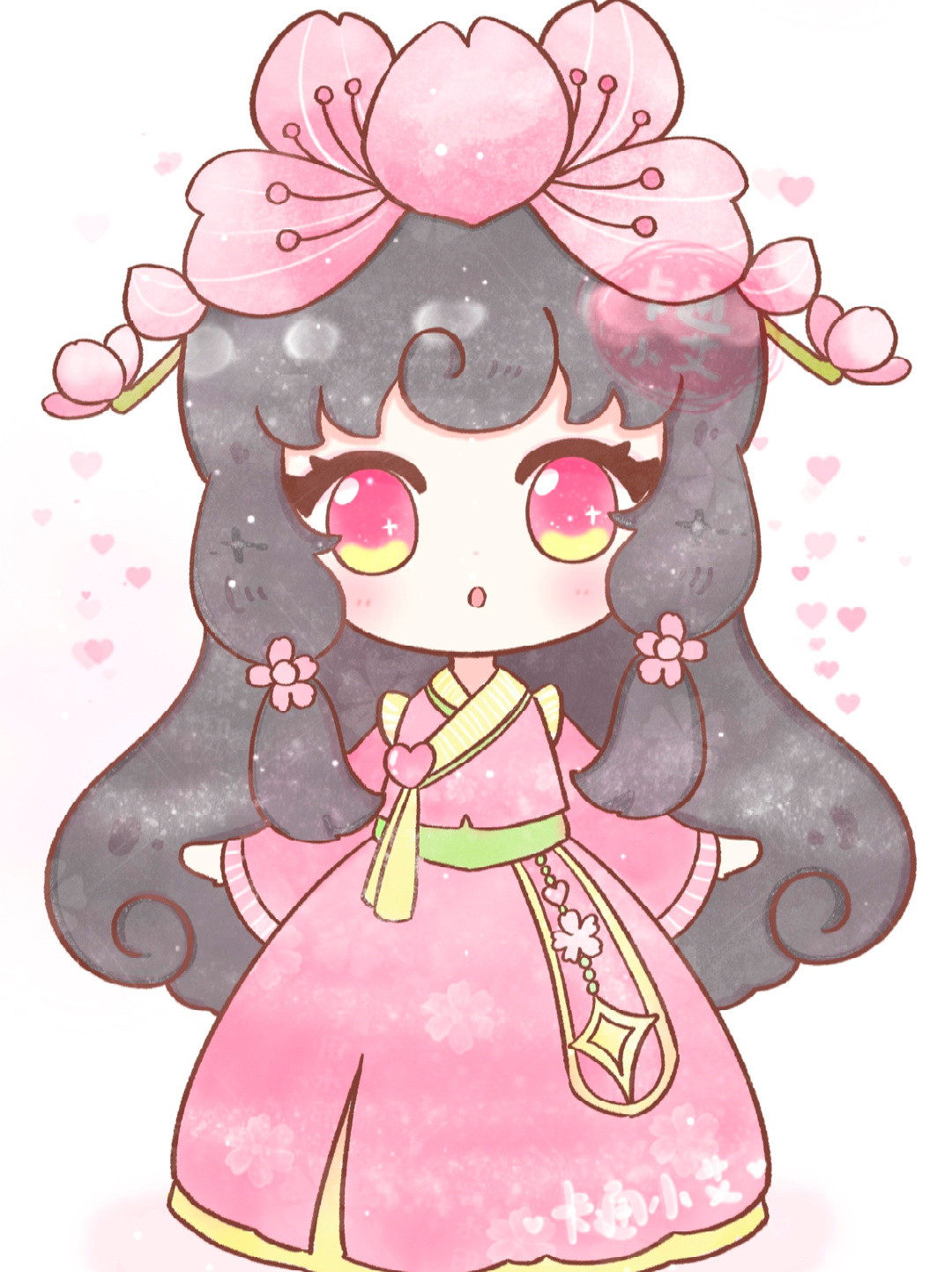 花朵拟人画 樱花 十二花神卡通画