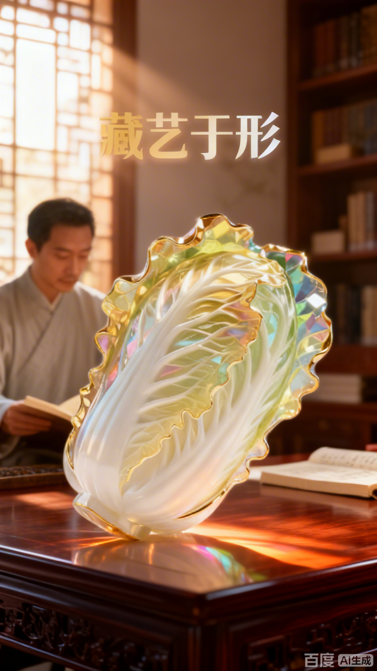 超写实水晶金边白菜艺术