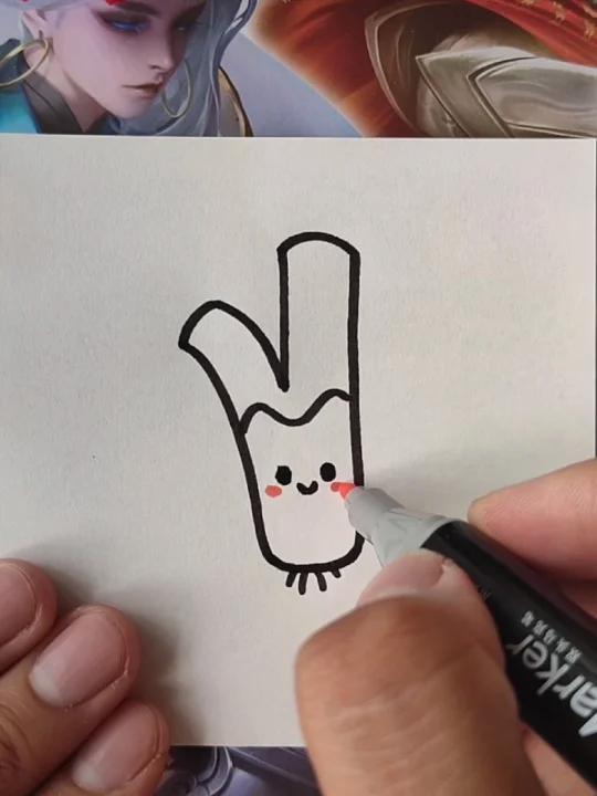 超简单的大葱简笔画,快来试一试吧～