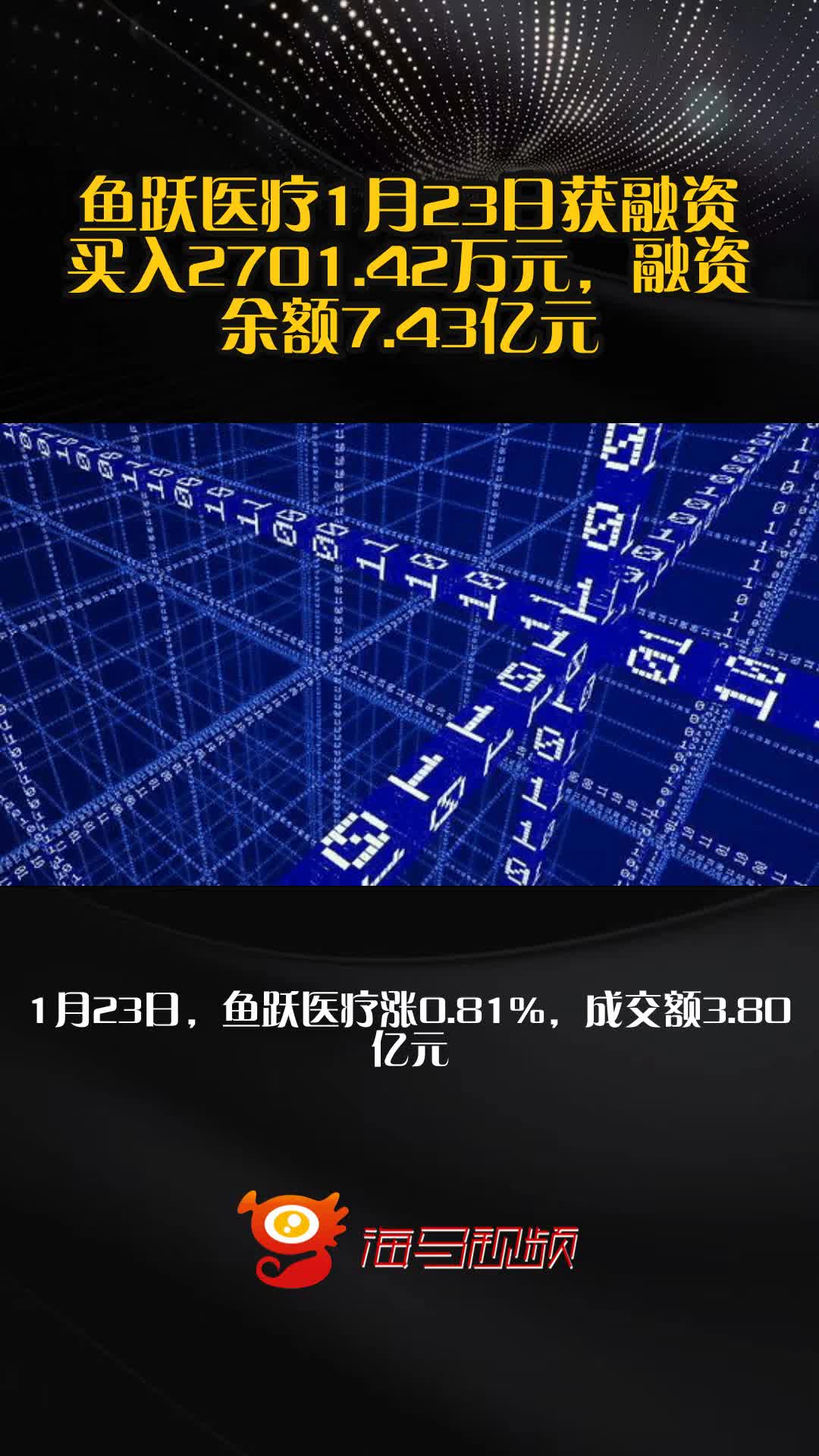 鱼跃医疗1月23日获融资买入2701.42万元，融资余额7.43亿元
