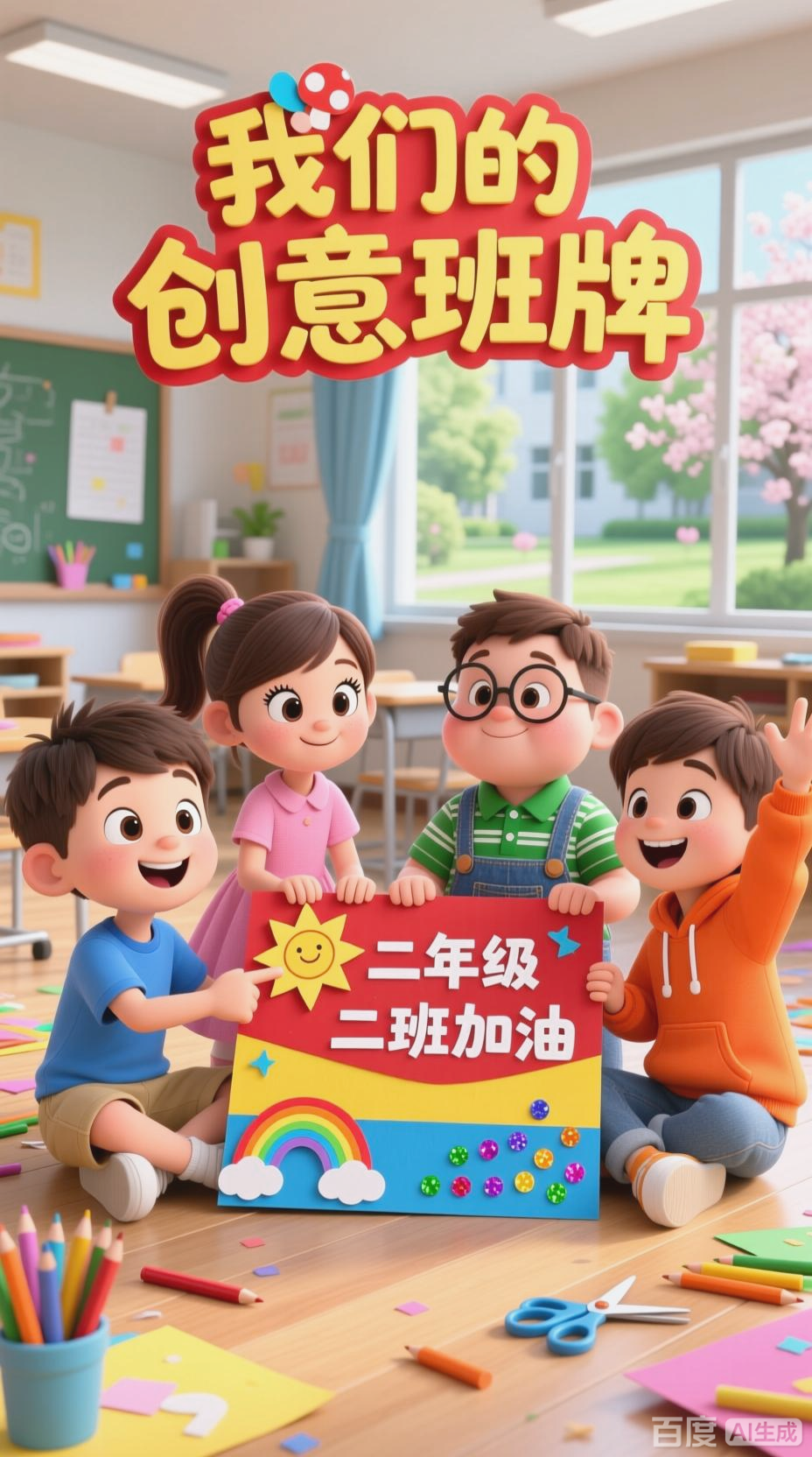 二年级二班运动会班牌制作