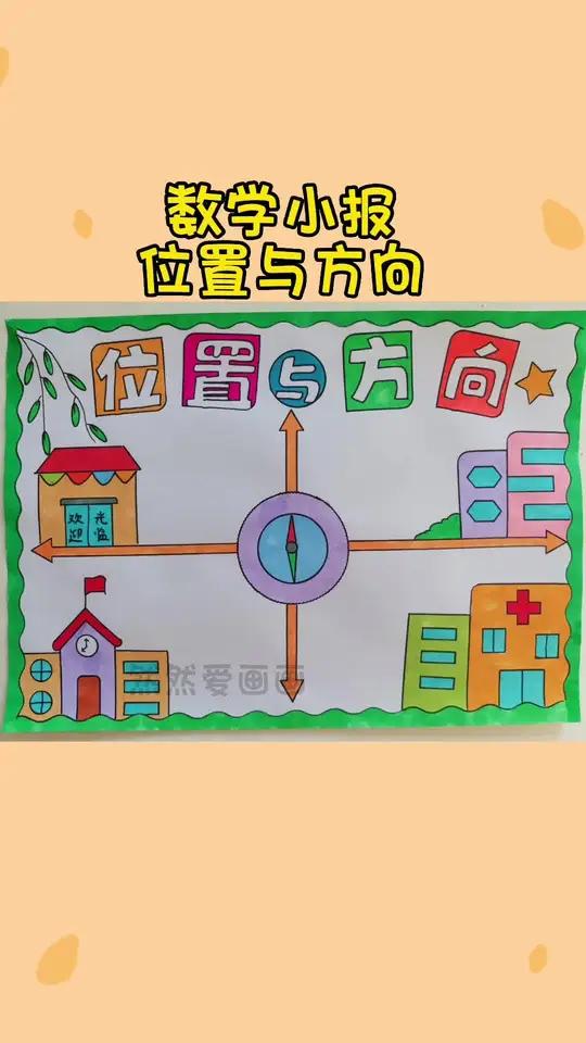 数学小报位置与方向 手抄报模板 数学手抄报 用尺子画手抄报 线稿原图可打印