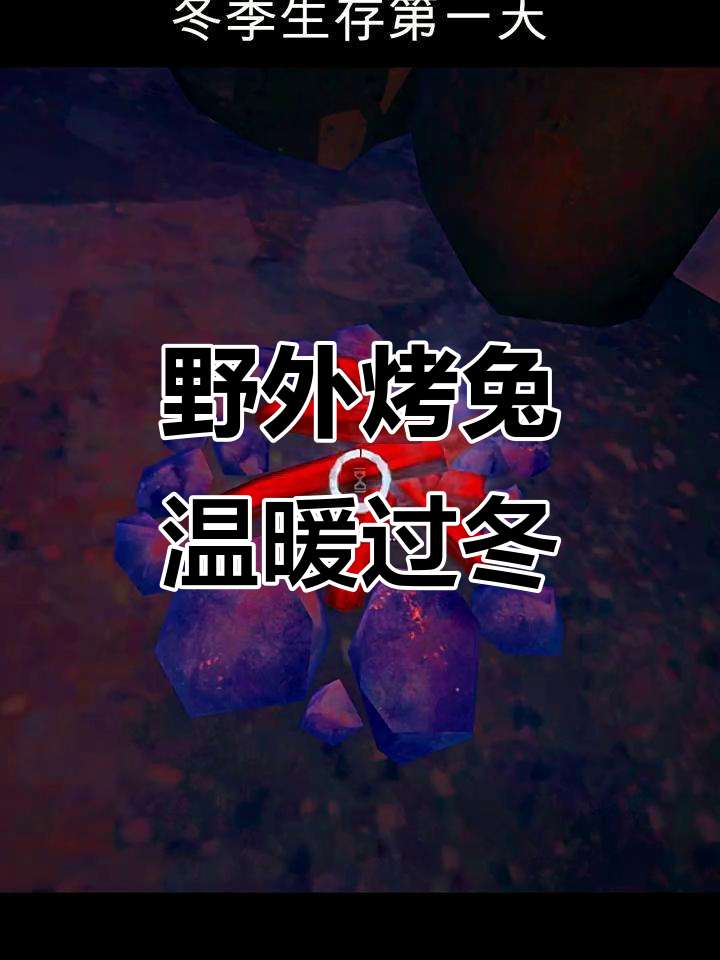 冬季生存挑战:烤兔肉与篝火取暖