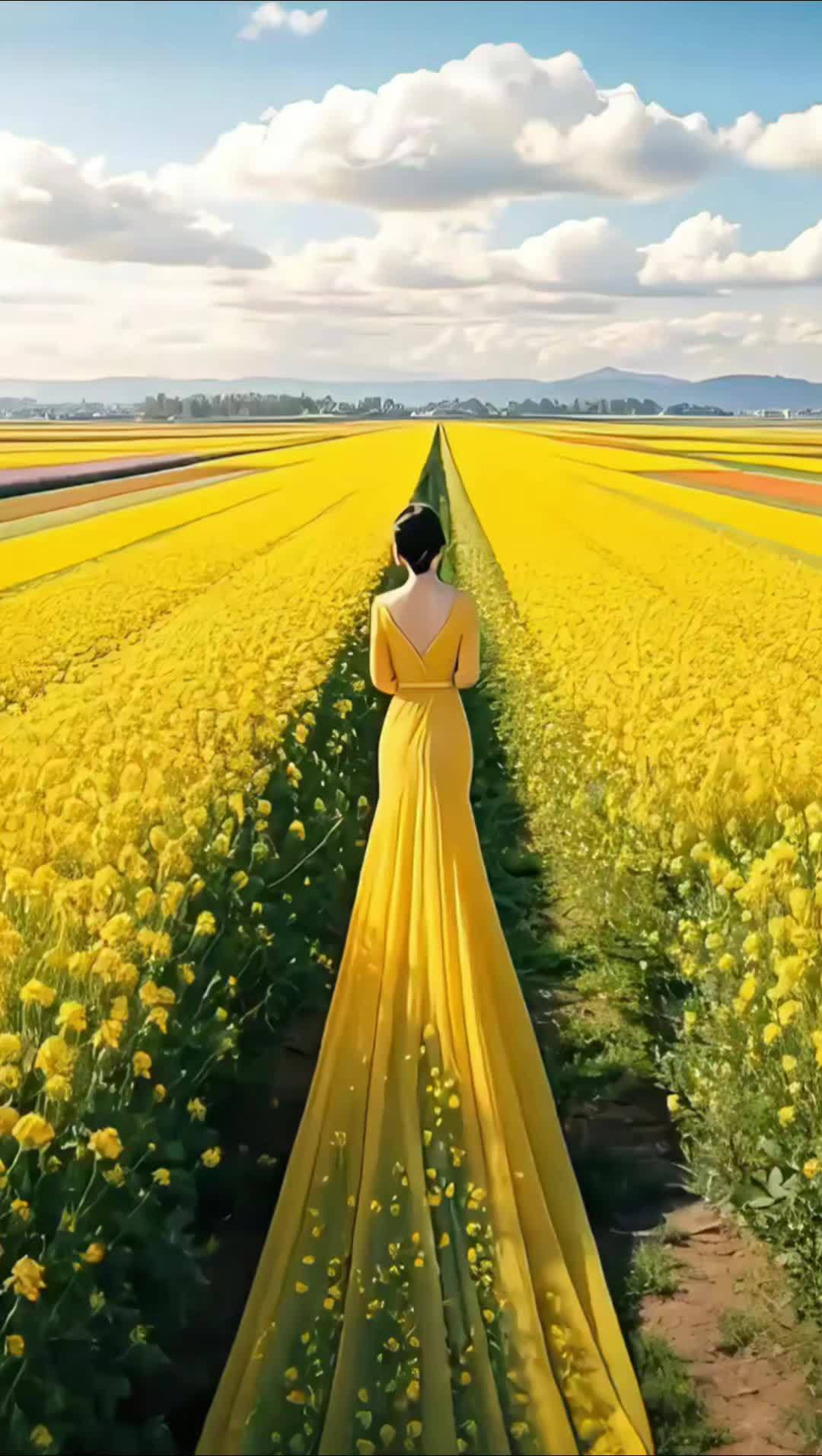 油菜花与美女乃绝配 油菜花的季节 春暖花开奔你而来 抖音带你去赏花 美不美你说了算 美景佳