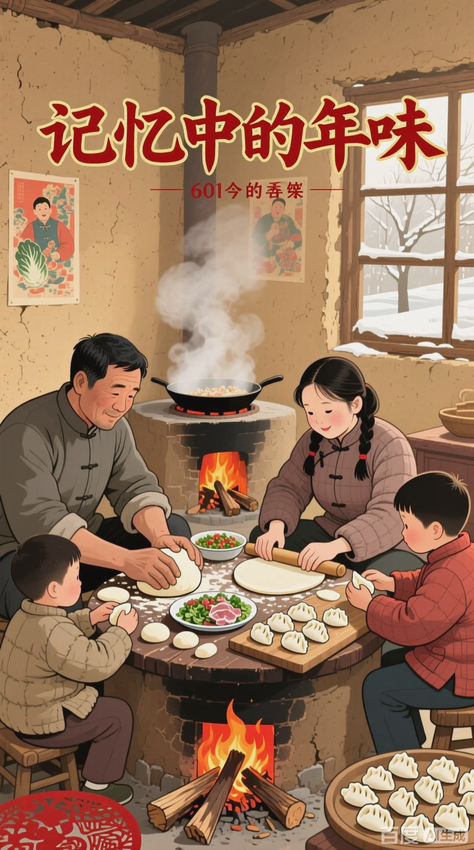 60年代农村过年包饺子情景