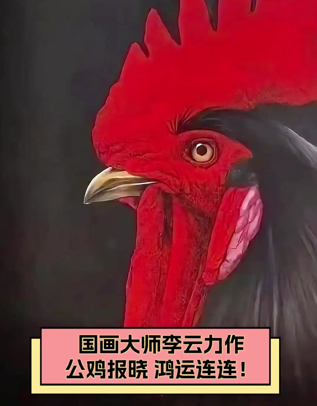国画大师李云力作,公鸡报晓,鸿运连连!