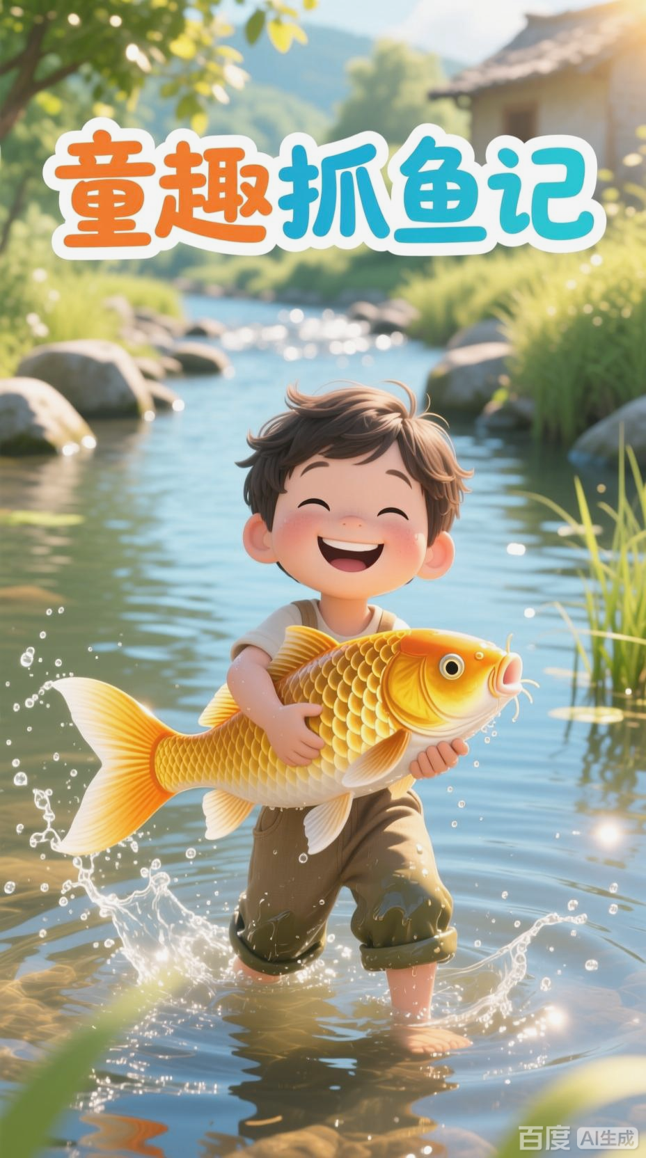 小孩快乐抓鱼记