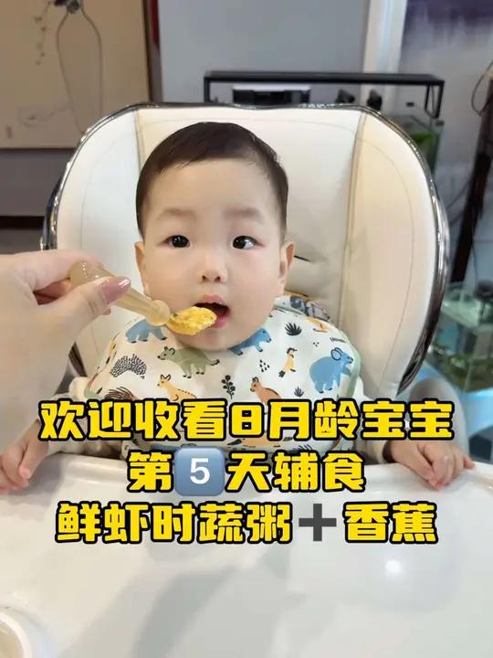 「辅食65天」不知道怎么吃虾?给宝宝这样做简单又营养,8个月宝宝就可以吃的鲜虾时蔬粥,宝宝