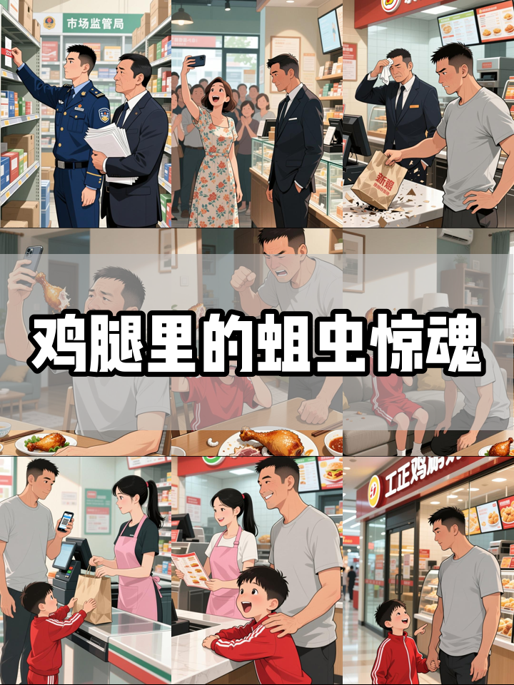 男子带孩子去正新鸡排买鸡腿,结果发现鸡腿里面全是蛆