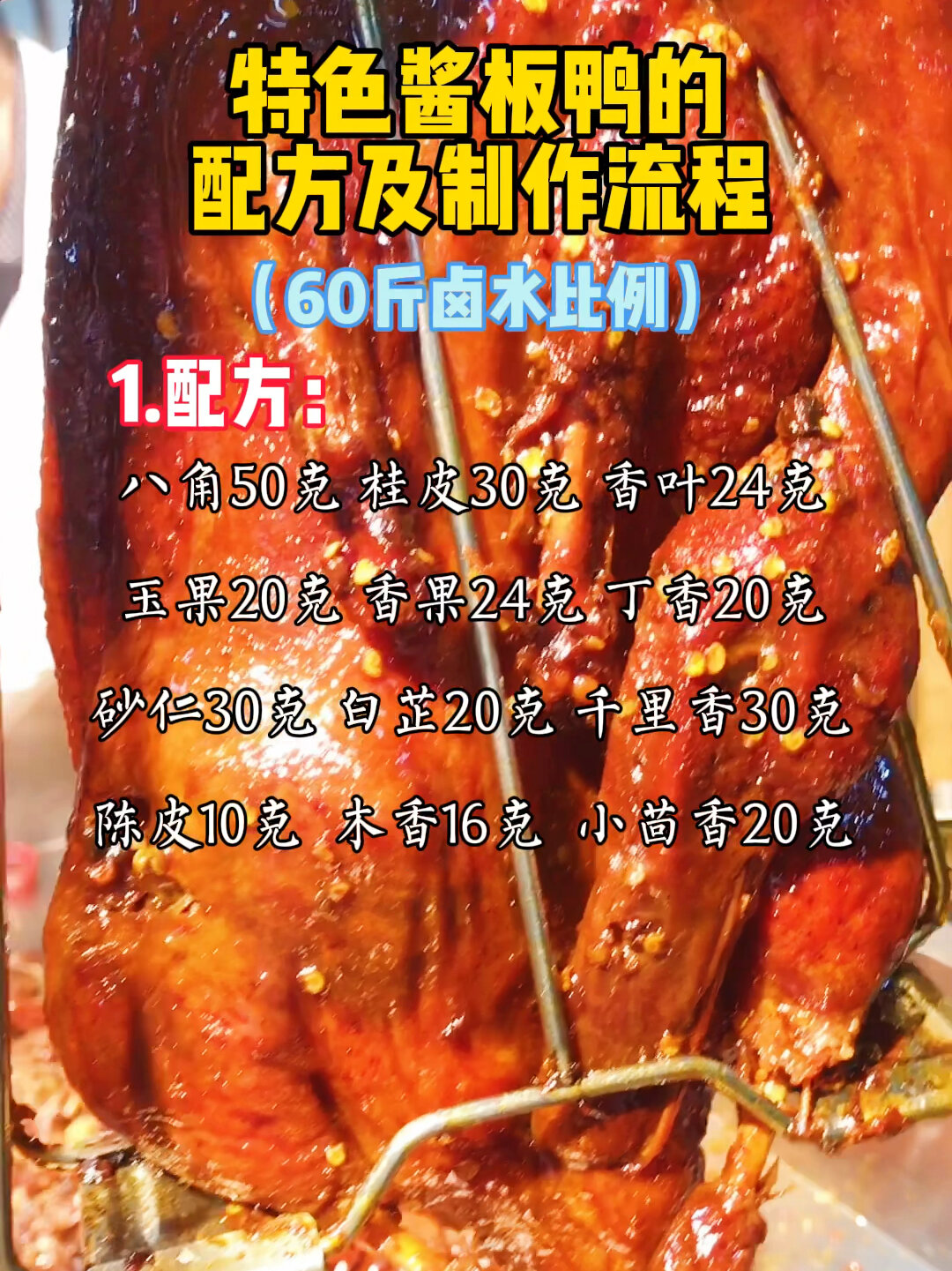 特色酱板鸭的配方及制作流程!