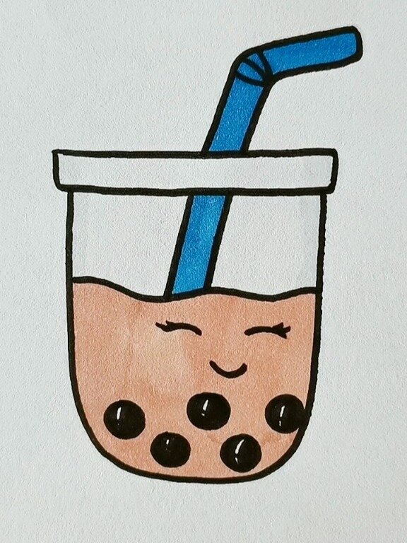 秋天第一杯奶茶简笔画这么画