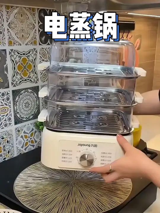 九阳家用电蒸锅电蒸箱全自动多功能四层大容量蒸笼透明 厨房好物 电蒸锅 厨房小家电