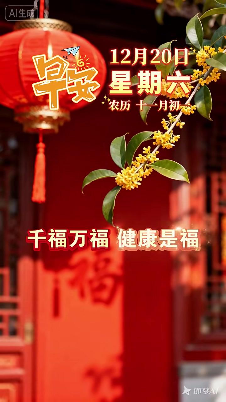 今天是12月20日,星期六,早安。千福万福,健康是福,千好万好,知足最好。愿我们在这个冬天