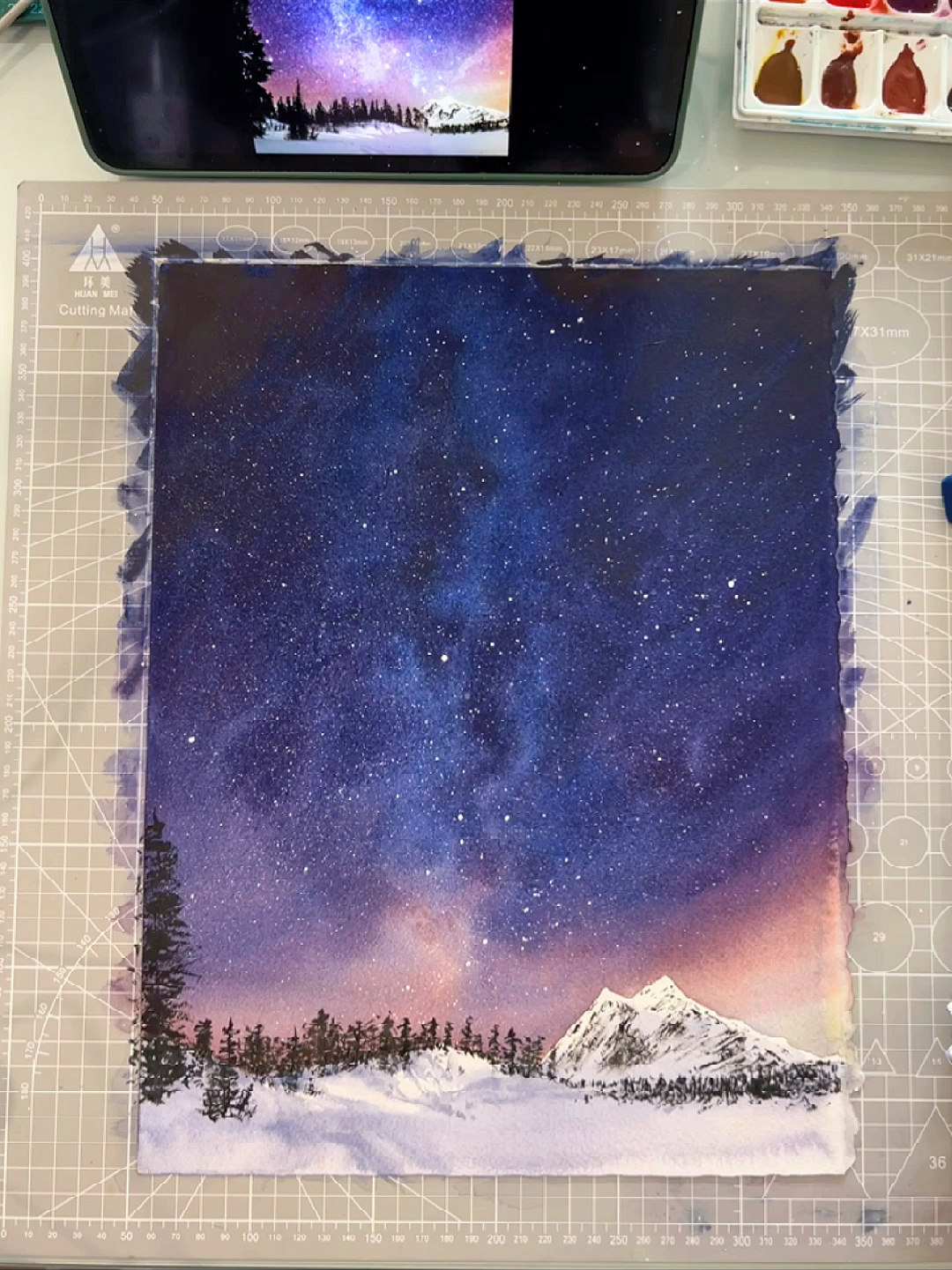 水彩星空视频教程～