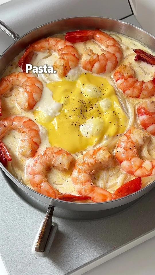 蒜香虾仁奶油意面奶香浓郁!一口惊艳