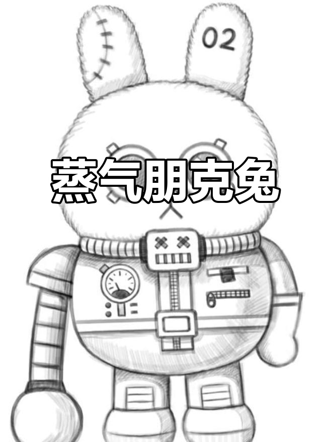 画出一只蒸汽朋克兔子，它看起来有点酷！