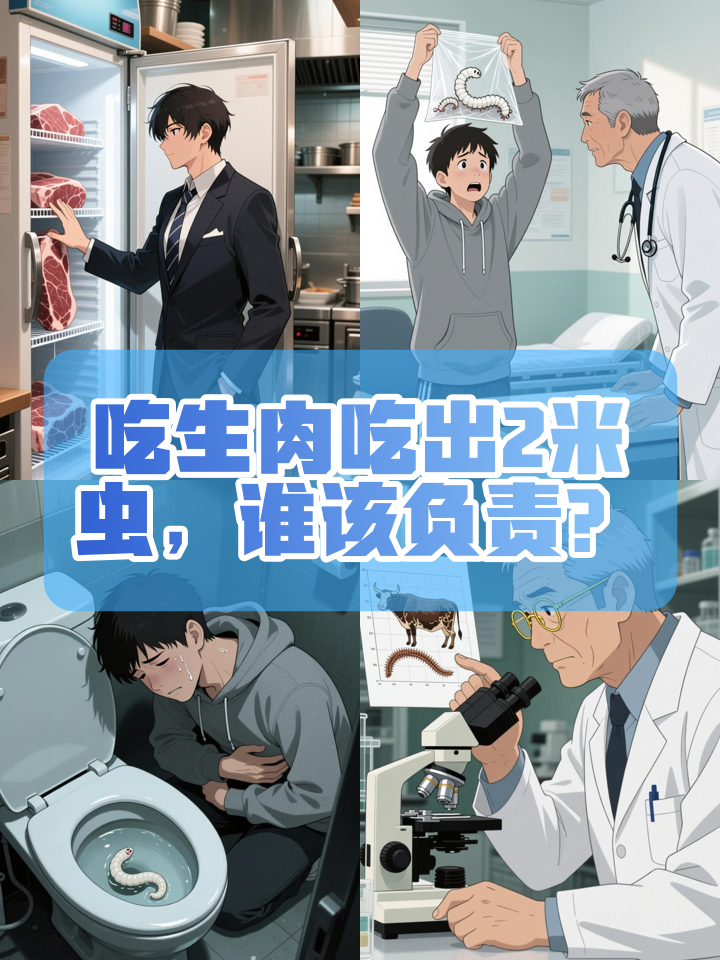 吃生肉吃出2米长寄生虫，商家该不该赔？