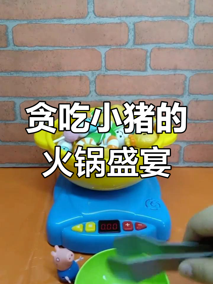 小猪一家火锅大快朵颐,鹌鹑蛋、鱼豆腐样样来