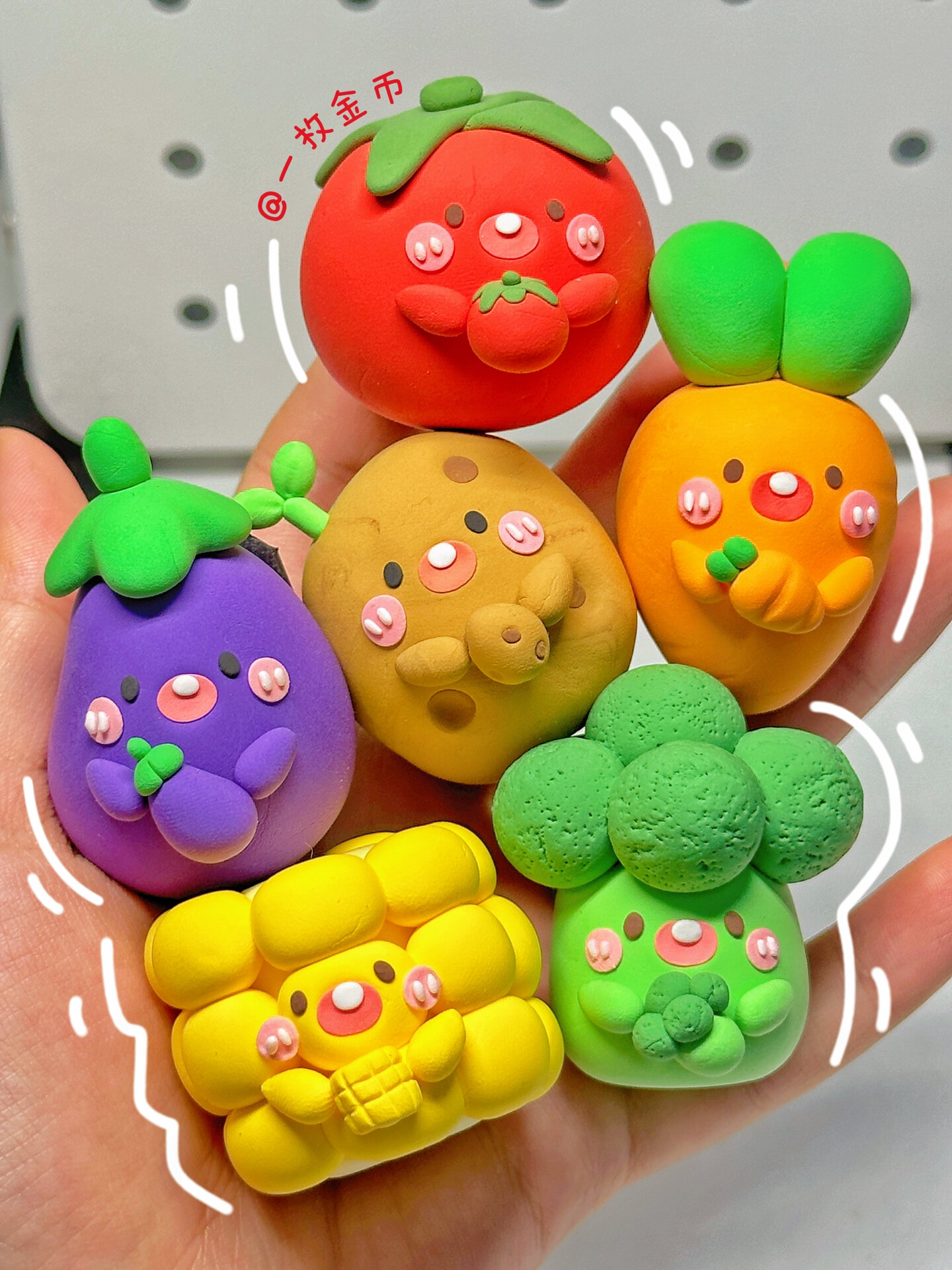 粘土教程|有手就能捏的蔬菜崽崽冰箱贴!