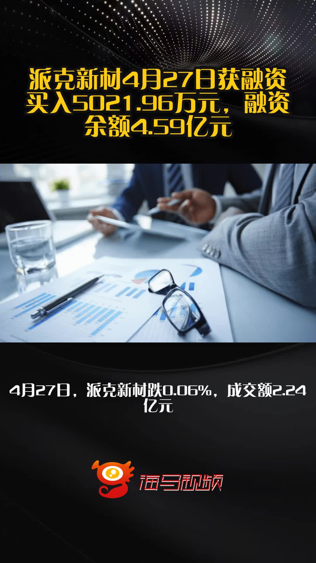 派克新材4月27日获融资买入5021.96万元，融资余额4.59亿元