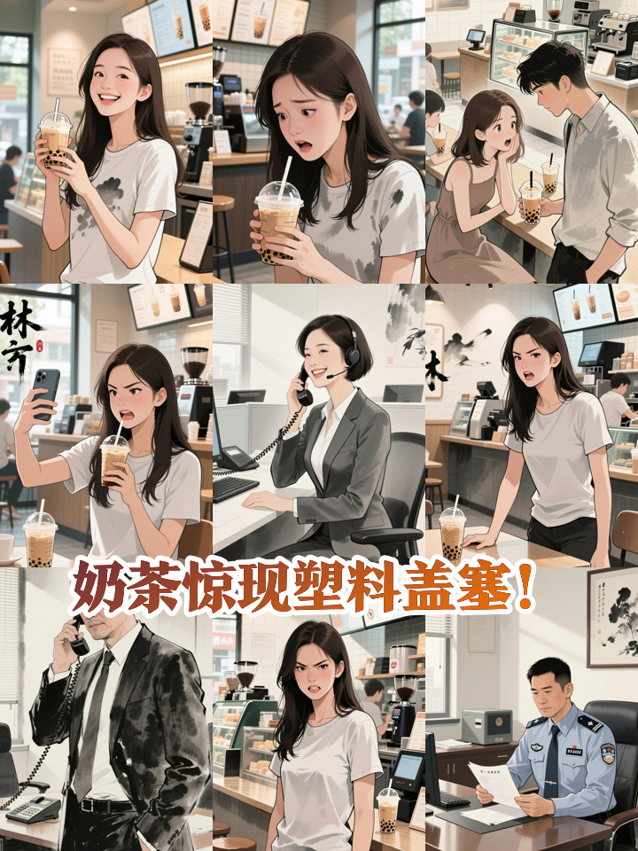 福州一顾客在奶茶中喝出大量塑料盖塞，客服回应：已退款并赔偿1000元，将处理当事员工