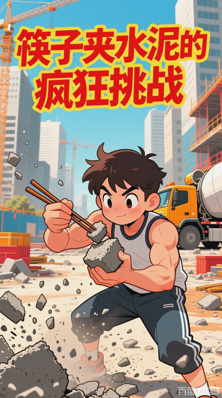 少羽的奇特挑战:筷子夹水泥