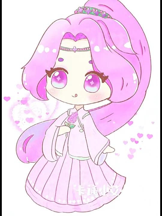 丁香花 花朵拟人画 可爱古风简笔画