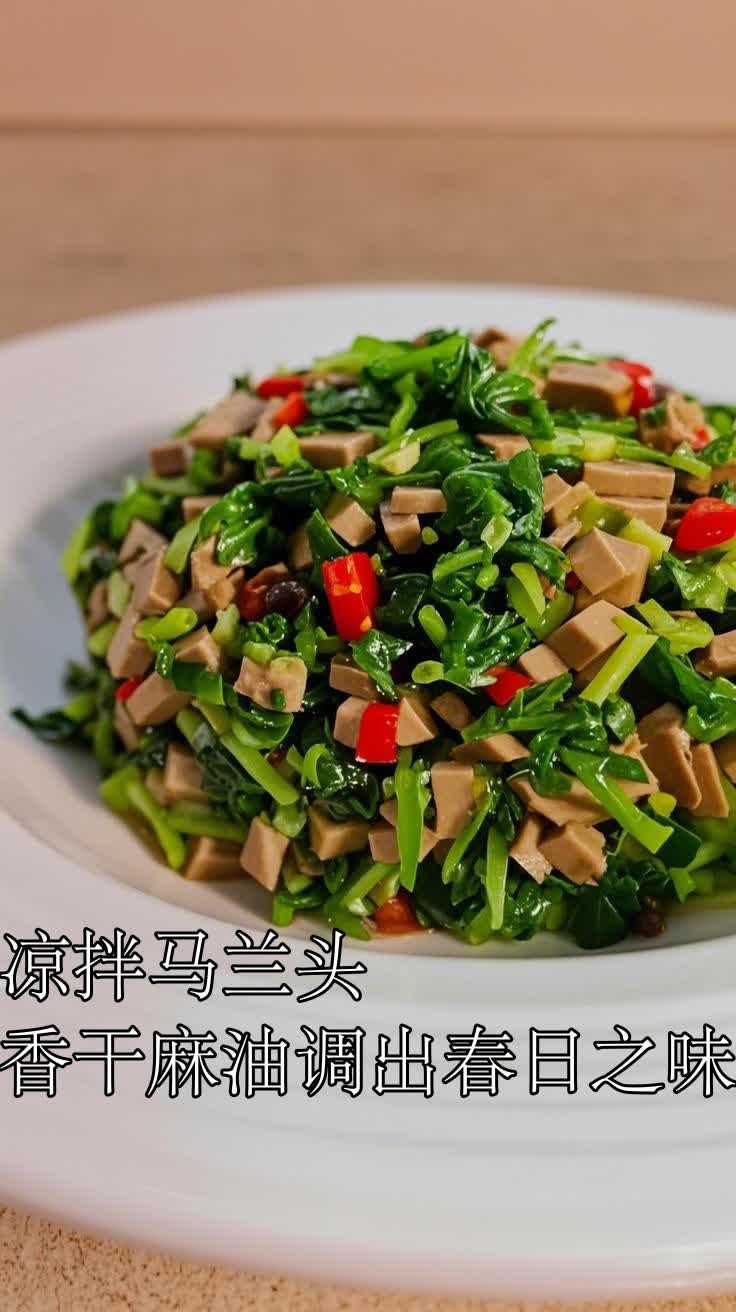 凉拌马兰头香干麻油调出春日之味