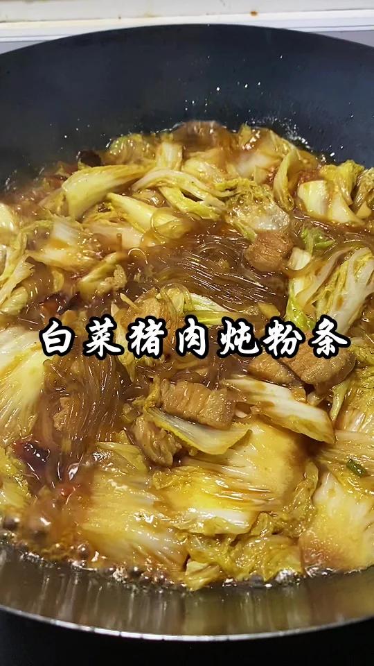 热乎乎的东北家常菜白菜猪肉炖粉条老下饭了