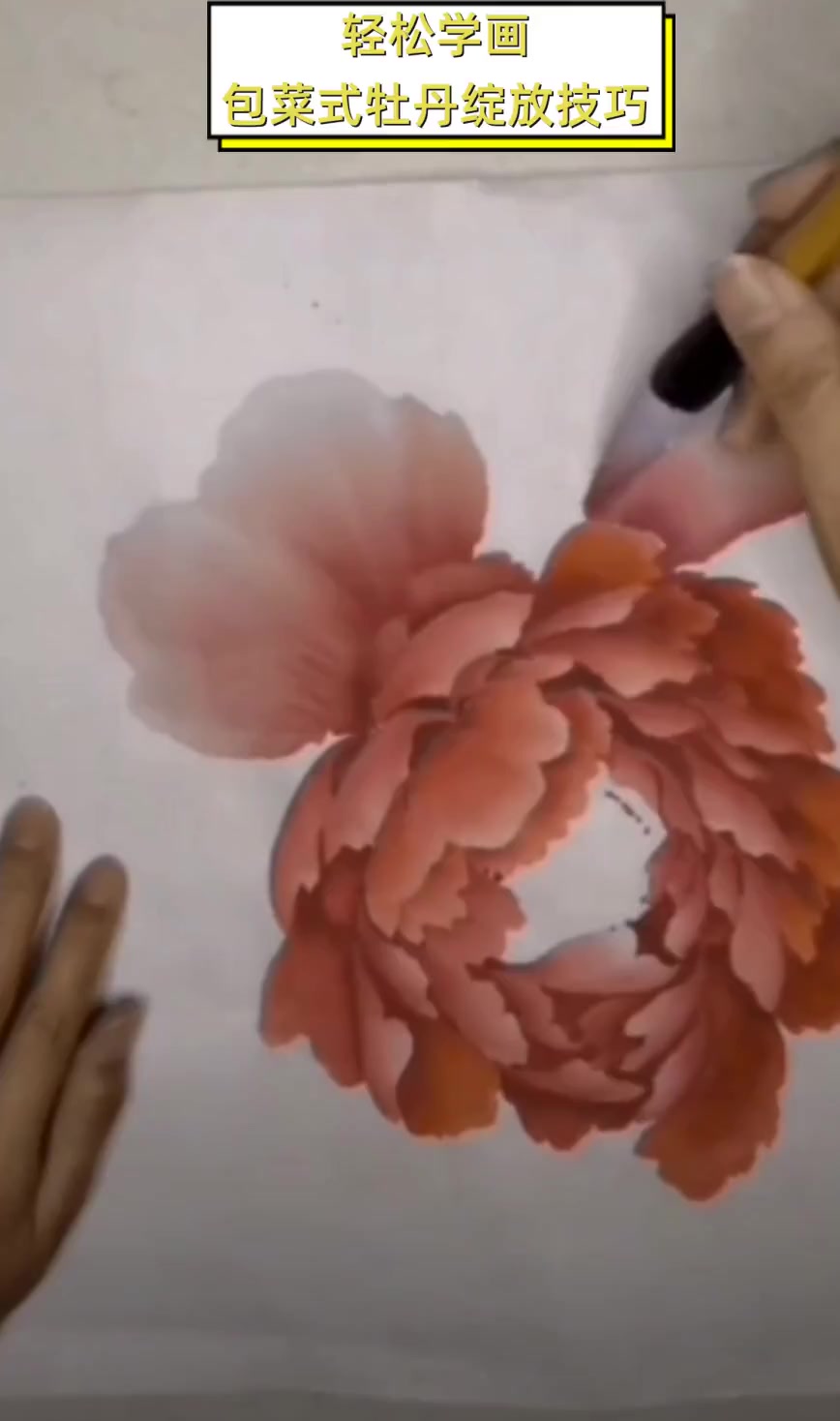 轻松学画,包菜式牡丹绽放技巧