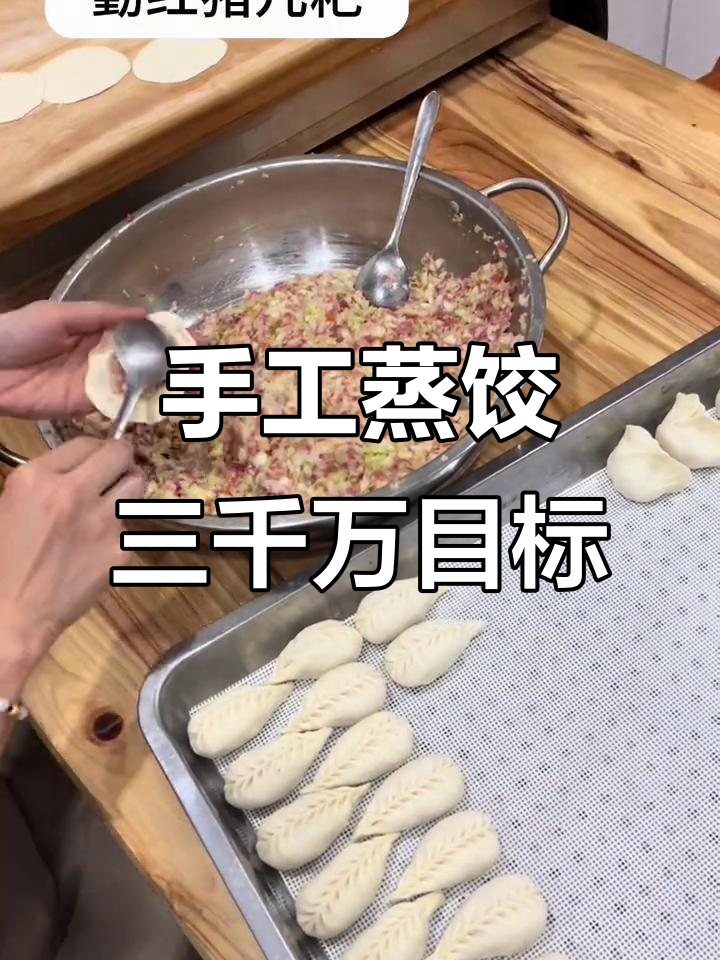 纯手工蒸饺,皮薄馅多,三千万赚够就收手