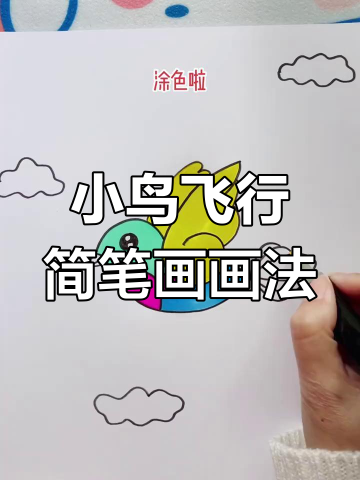 飞翔小鸟简笔画,轻松学会画可爱小动物