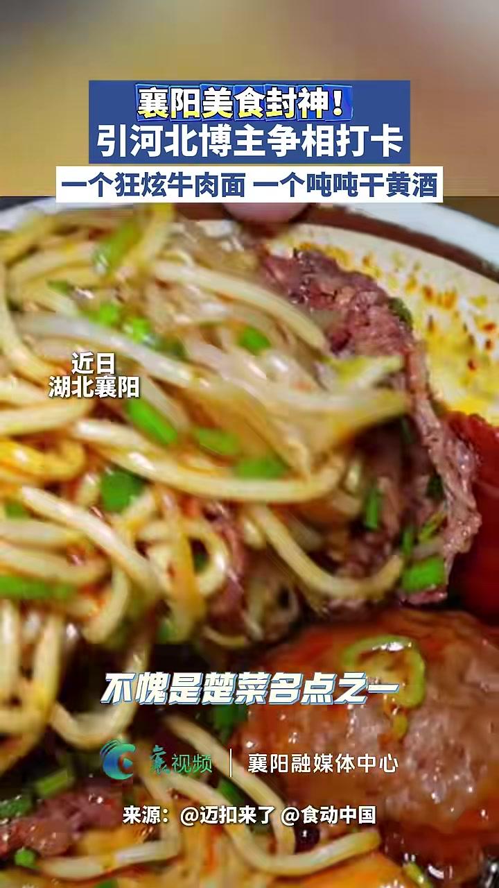襄阳美食封神！引河北博主争相打卡，一个狂炫牛肉面，一个吨吨干黄酒。（编辑：兰洁；审核：蔡彦