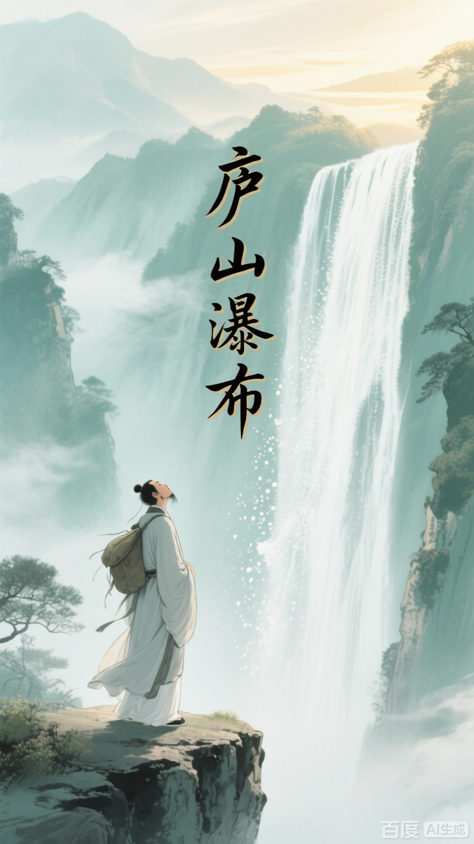 望庐山瀑布-课前导入视频素材/背景