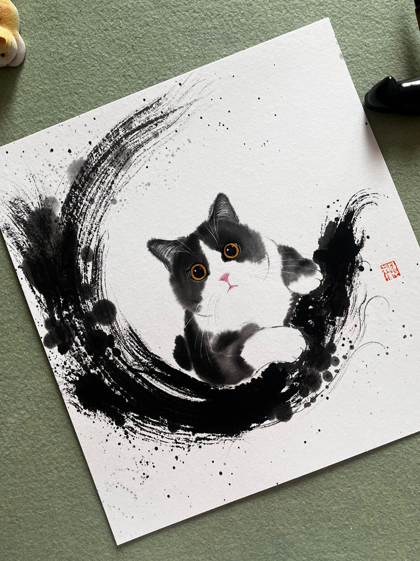 最简单的国画猫咪的画法