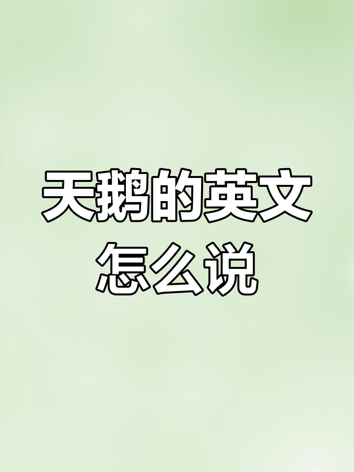 英语启蒙:如何说“天鹅”