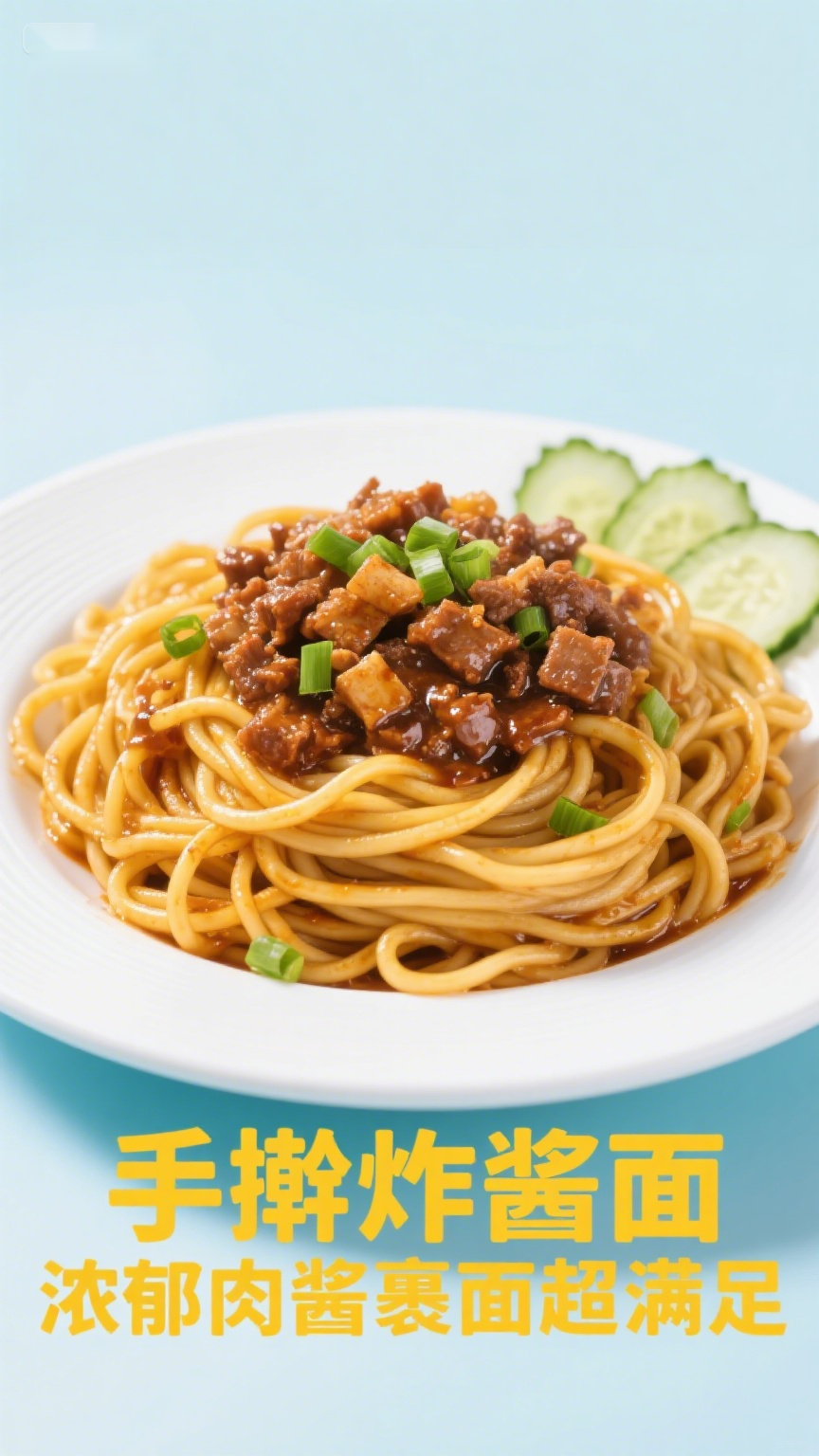手擀炸酱面,浓郁肉酱裹面超满足