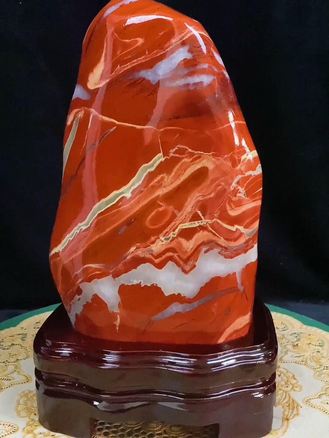 天然玉石奇石南非鸡血石红碧玉石摆件,家居