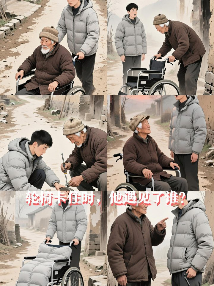 轮椅卡在村口,他帮了老人却反转