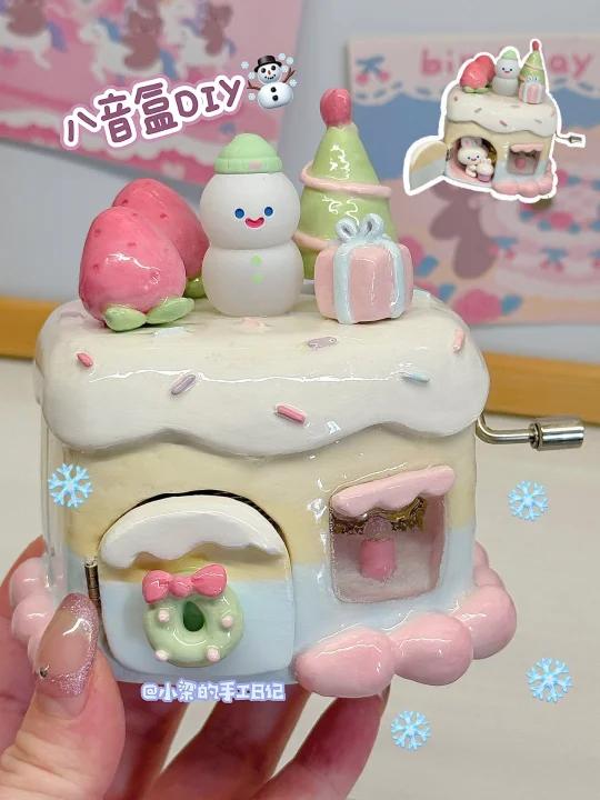 一起过软乎乎的圣诞节粘土八音盒DIY