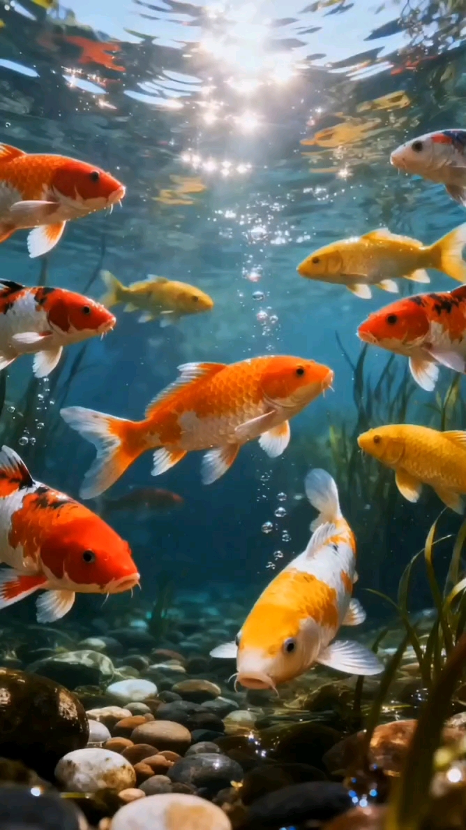 自由锦鲤唯美意境