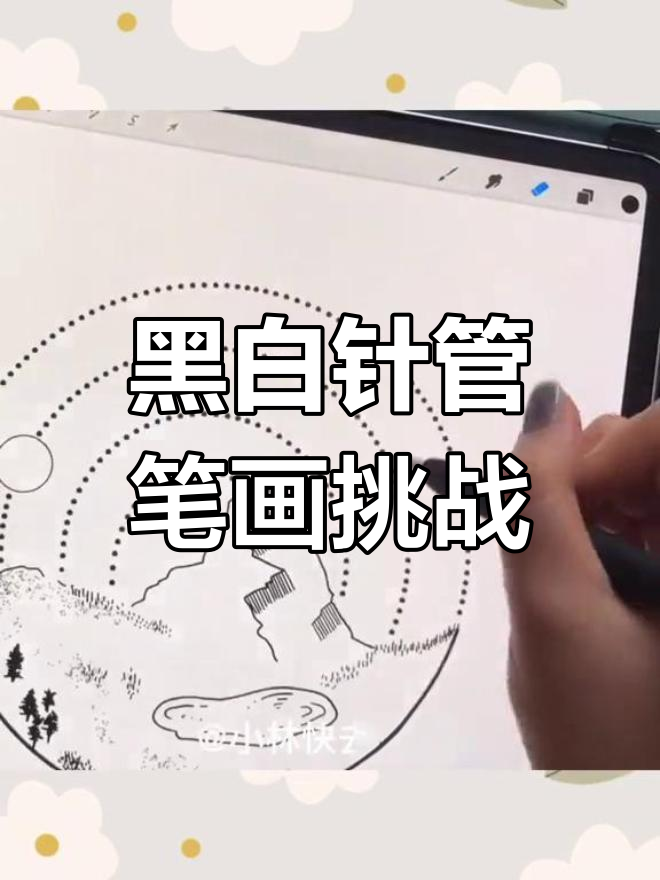 幼儿园选手的黑白针管笔装饰画,线条混乱却自信满满