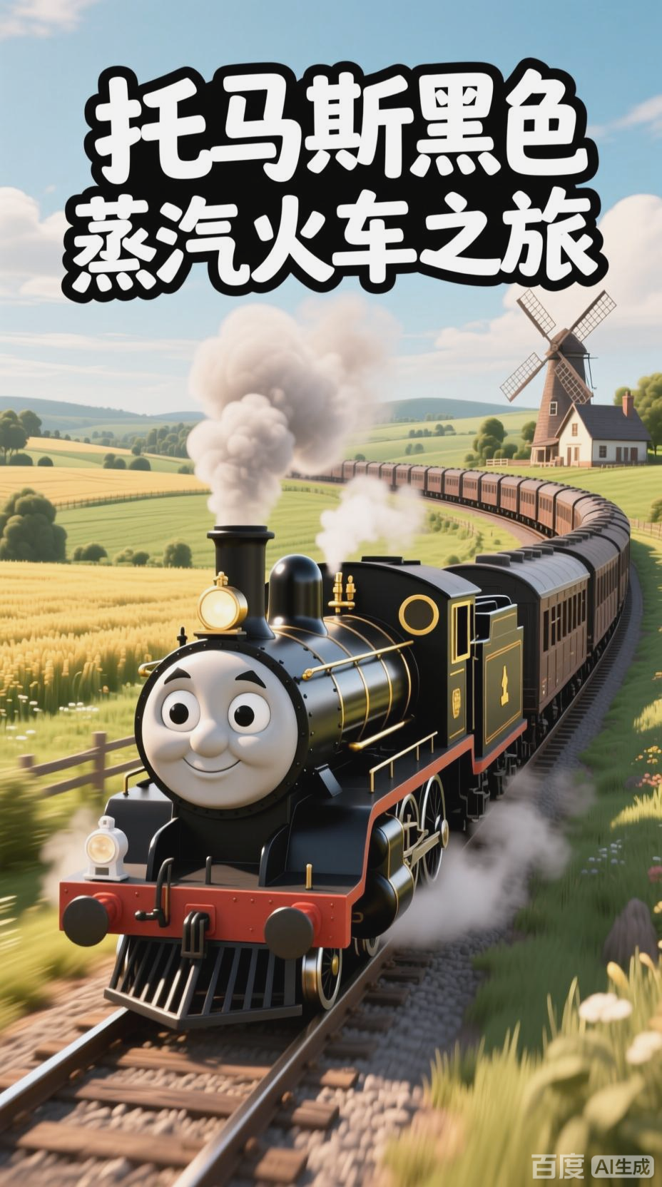 托马斯主题黑色蒸汽火车之旅
